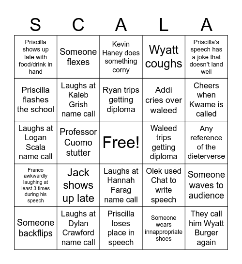 Graduation Bingo 2025 Bingo Card