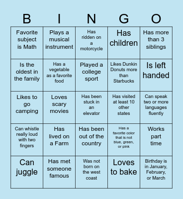 Speech Team Bingo Card