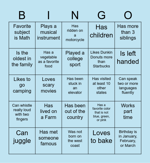 Speech Team Bingo Card