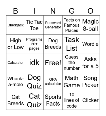 Untitled Bingo Card