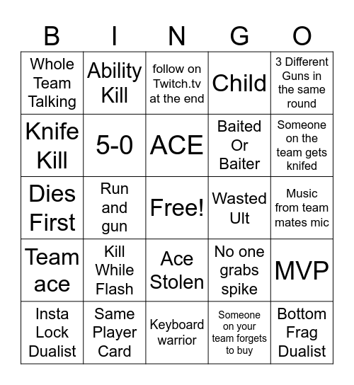 Sel Bingo Card