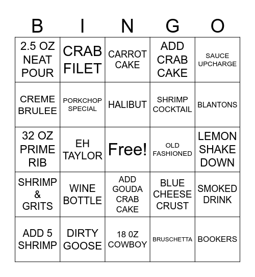 SHORTYS BINGO Card