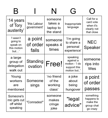NDC Conference Bingo Card