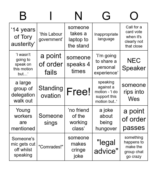 NDC Conference Bingo Card