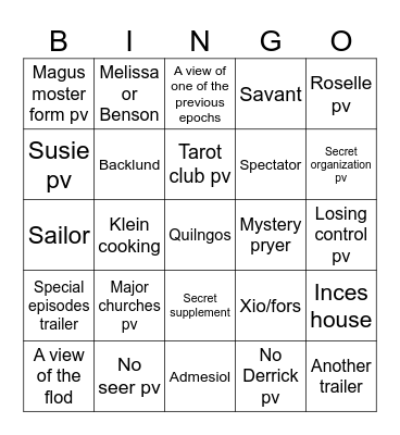 Lotm pv predictions Bingo Card