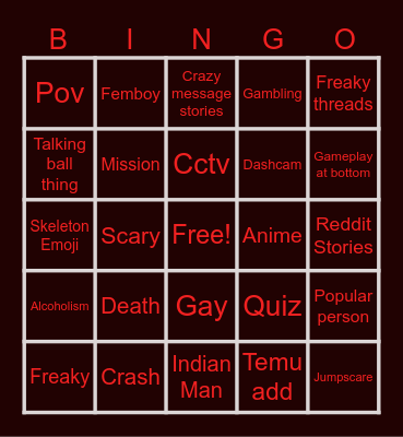 Insta reels Bingo Card