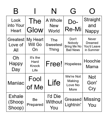 Soundtracks Bingo Card
