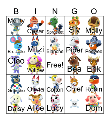 Animal Crossing Bingo Card