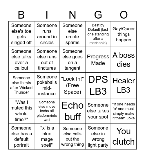 Its a Kind of Static Bingo Card