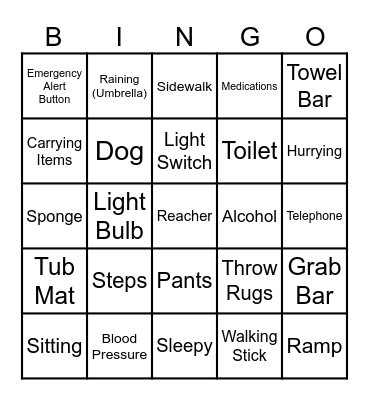 Fall Prevention Bingo! Bingo Card