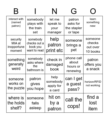 Library Bingo Card