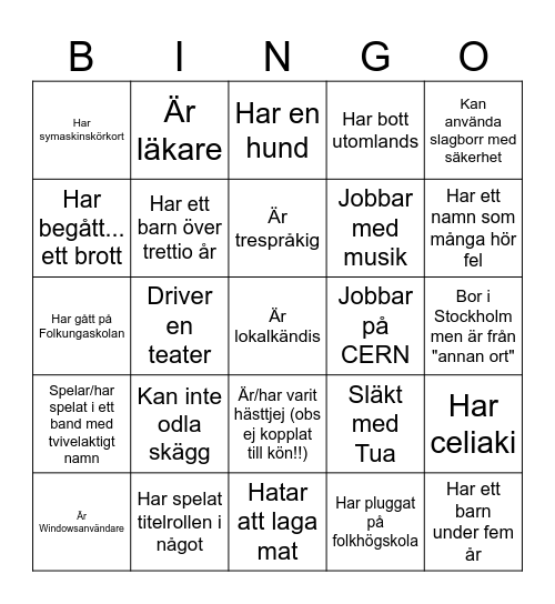 Mingelbingo!! Bingo Card