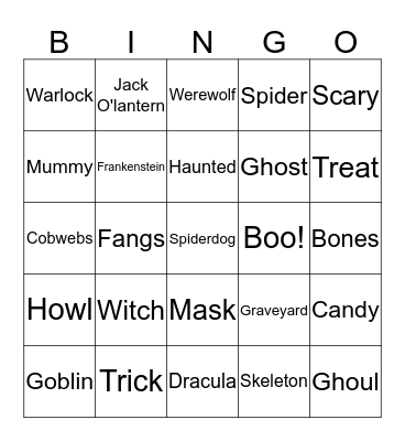 Trick or Treat! Bingo Card