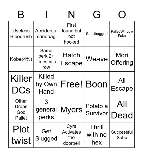 DoC Chaos Shuffle 2.0 Bingo Card