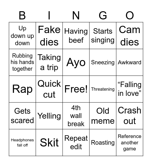 Cory bingo Card