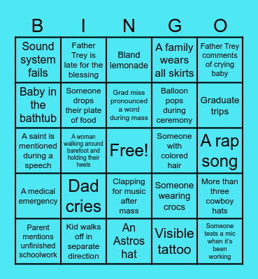 Homeschool Graduation Bingo Card
