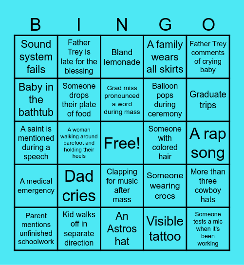 Homeschool Graduation Bingo Card