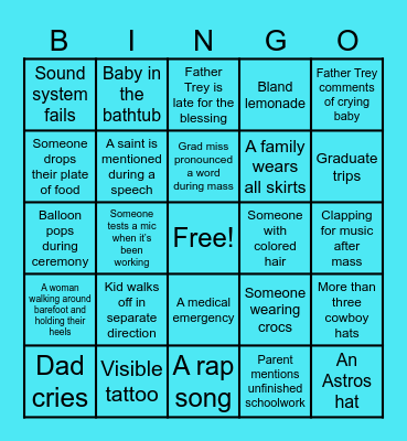 Homeschool Graduation Bingo Card