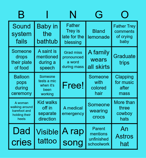 Homeschool Graduation Bingo Card