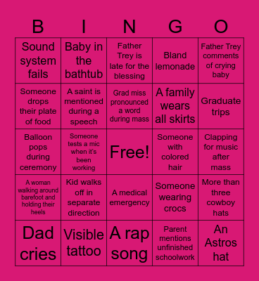 Homeschool Graduation Bingo Card