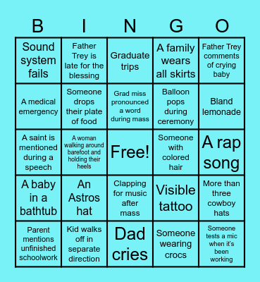 Homeschool Graduation Bingo Card