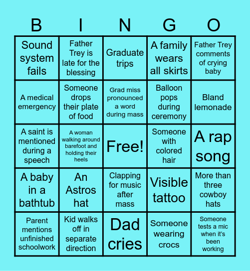 Homeschool Graduation Bingo Card