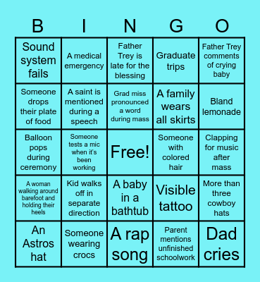 Homeschool Graduation Bingo Card