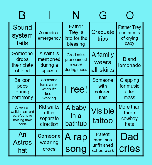 Homeschool Graduation Bingo Card