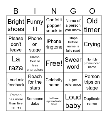 bored at graduation bingo Card