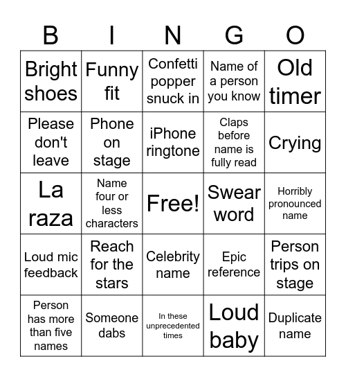 bored at graduation bingo Card
