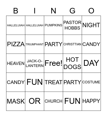 HALLELUIAH NIGHT BINGO Card