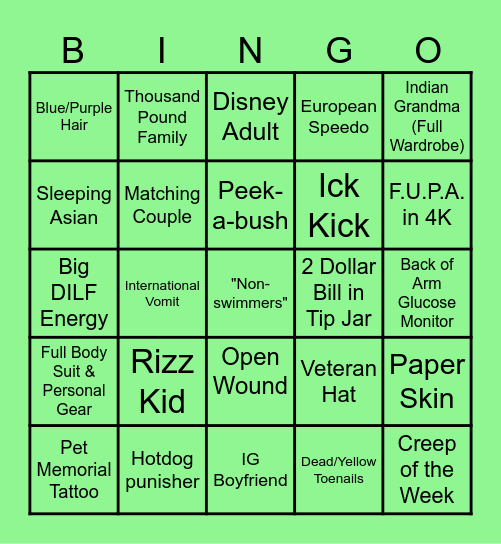 Summer Snorkel Bingo Card