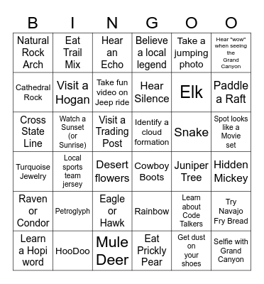 BLACKOUT BINGO ARIZONA/UTAH Bingo Card