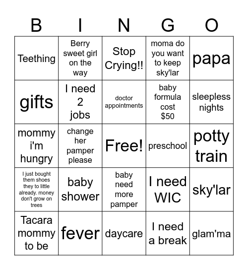 Berry sweet sky'lar on the way Bingo Card