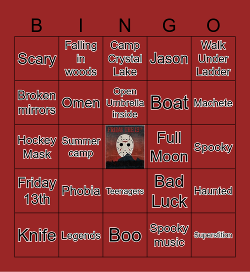 Friday the 13th Bingo Card