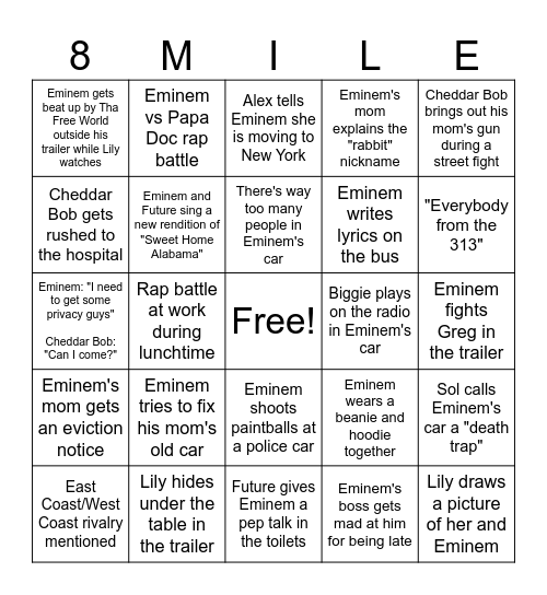 8 Mile Bingo Card