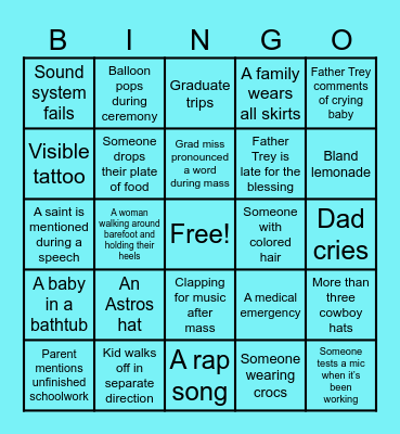 Homeschool Graduation Bingo Card