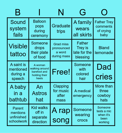 Homeschool Graduation Bingo Card