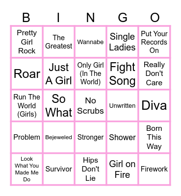 GIRL POWER Bingo Card