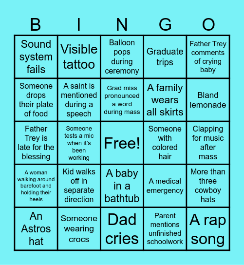 Homeschool Graduation Bingo Card