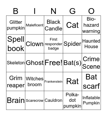 Halloween 2016 Bingo Card