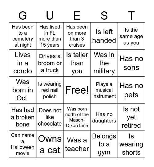 FRIDAY THE 13th Bingo Card