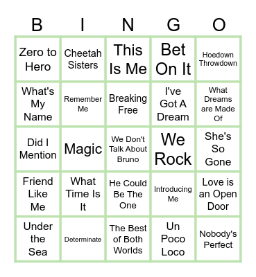 DISNEY Bingo Card