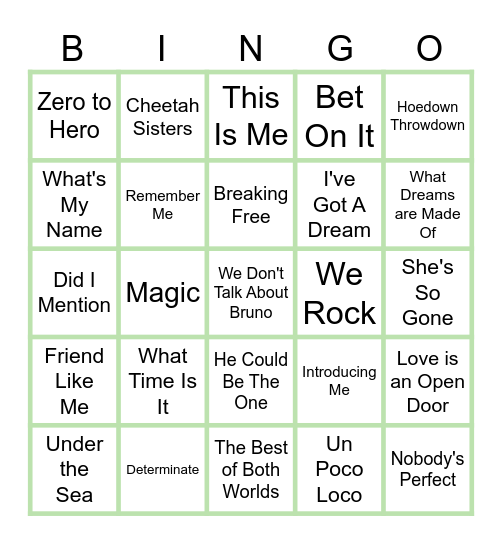 DISNEY Bingo Card