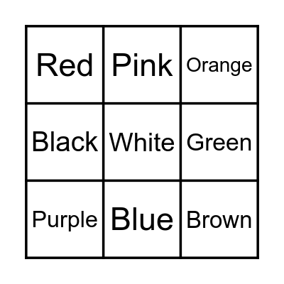 Colors Bingo Card