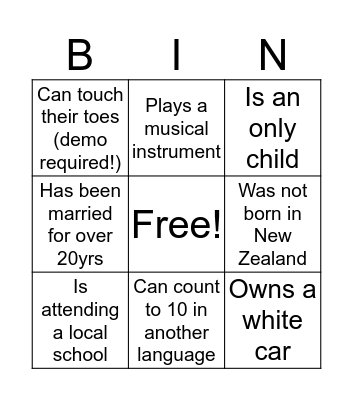 Find Someone Who....... Bingo Card