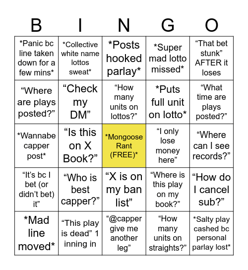 White Name Bingo Card