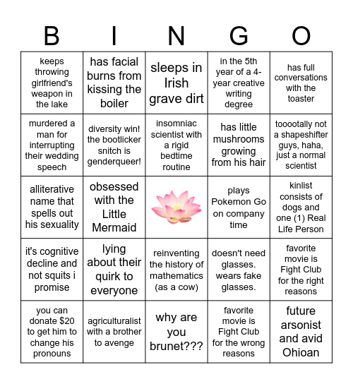 Blorbo Bingo Card