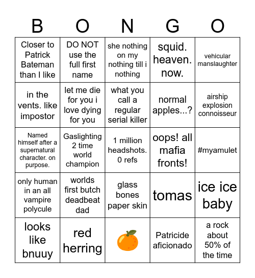 bot borbo bongo Bingo Card