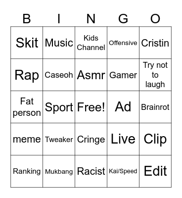 Short bingo Card